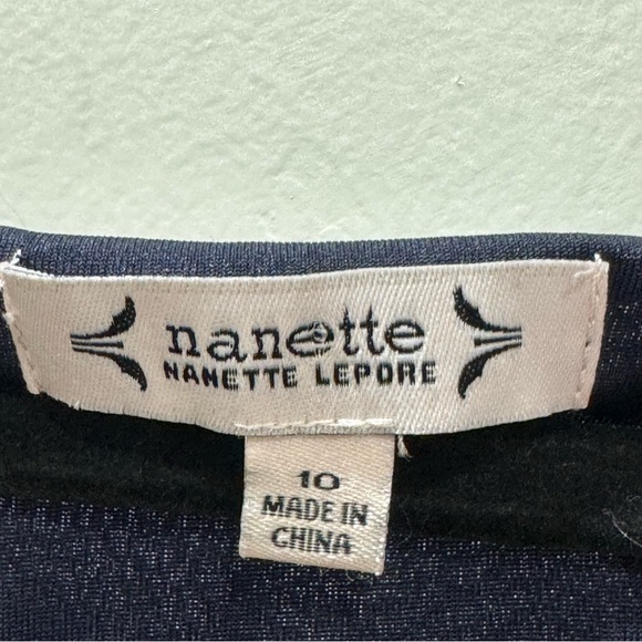 NWT Nanette Lepore Caribbean Texture Navy Blue Midi Dress Women's 10 *NO Belt - Picture 7 of 14